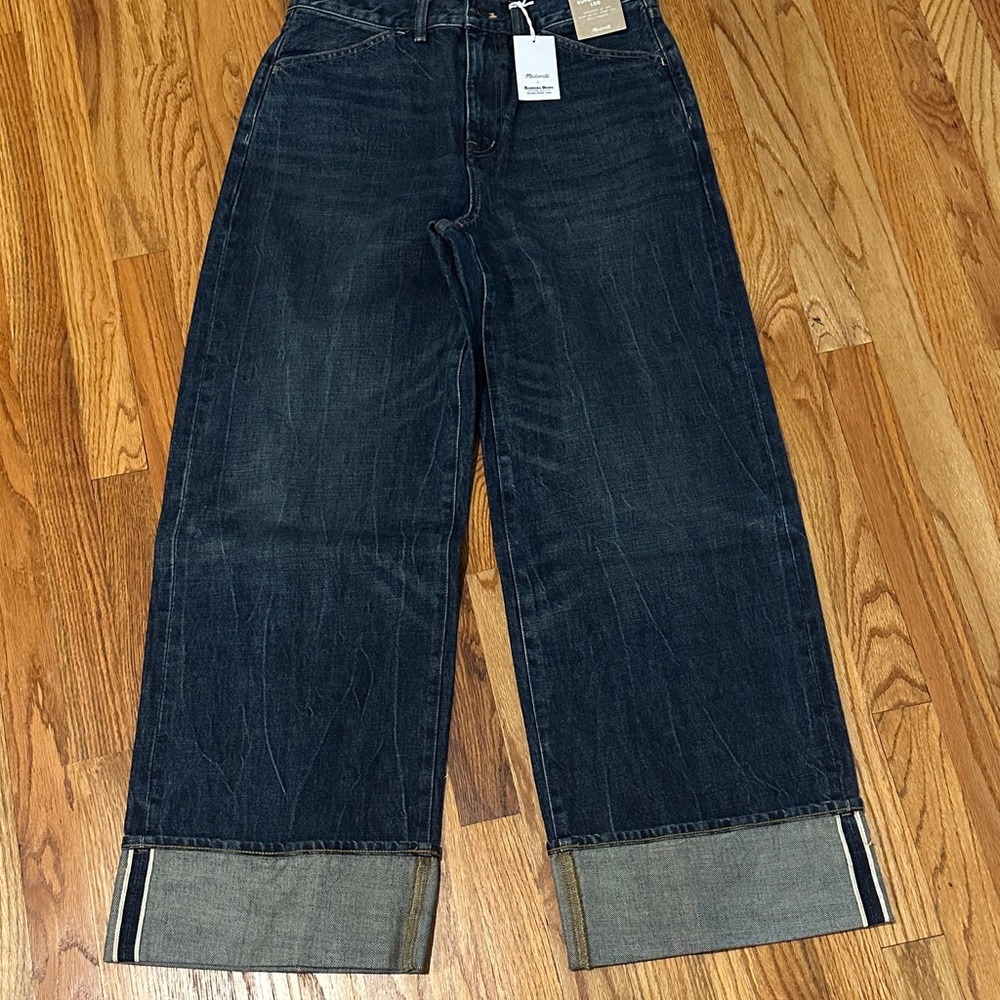 NWT Madewell x Kaihara Superwide-Leg Jeans in Dark Blue size 29